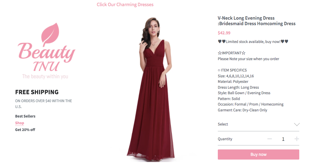 product page of a clothing website built on Strikingly product page of a clothing website built on Strikingly